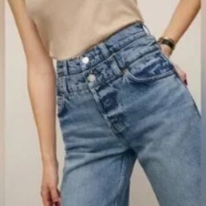 Reformation Cary Double Waistband High Rise Slouchy Wide Leg Jeans Rainy Sz 26